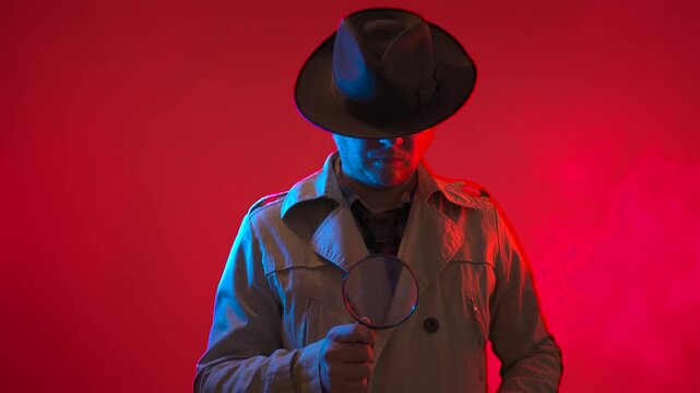 private retro detective spy in noir style concept of investigation and search
