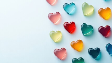 Obraz premium A cluster of vibrant hearts arranged on a white background in the form of a heart shape