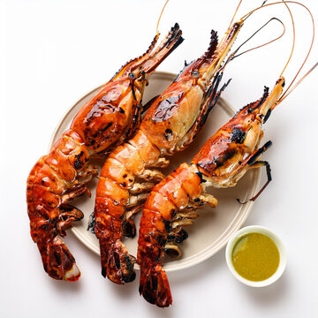 brochette, gambas, aliment, fruits de mer, crevette, langoustine, crevette, repas, frais, fruits de mer, cuisin&eacute;, crustac&eacute;, assiette, bouilli, bon vivant, poisson, diners, rouge, d&eacute;licieux, mer, lango