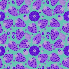 Summer fruit seamless strawberry berry pattern for wrapping paper and fabrics