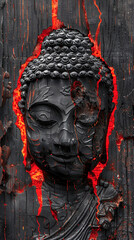 Buddha Image with a serene face carved from blackwood, reflecting the rich culture and history of Thailand.