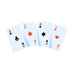 Playing Cards Showing Four Aces In Flat Vector Illustration Symbolizing Card Games, Luck, And Entertainment, Isolated On White Background