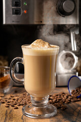 Coffee, milk and canela. The day starts with a good cup of cappuccino.