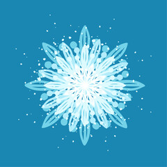 Decorative blue snowflake,festive elements for christmas,new year.Vector graphics.