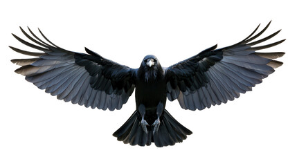 Obraz premium High-resolution image of a crow with spread wings on Transparent, ideal for artistic projects. 