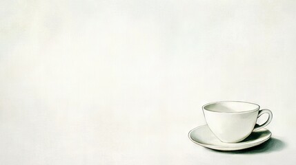 Fototapeta premium White cup on white table with white background