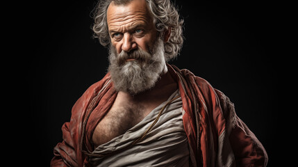 Portrait of Diogenes, the Ancient Greek Philosopher, in Traditional Attire