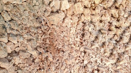 Rough texture of a natural cream-colored limestone, showcasing the unique beauty of nature. The...