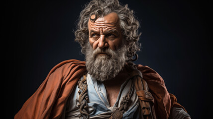 Portrait of Diogenes, the Ancient Greek Philosopher, in Traditional Attire