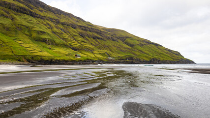 Tjornuvik black sand beach in the Faroe Islands