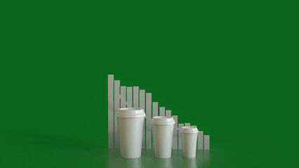 The Coffee cup and chart for food and Health concept 3d rendering.