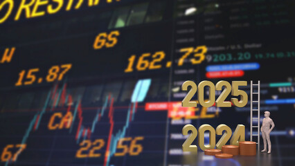 Obraz premium The Number 2024 and 2025 for Business concept 3d rendering.