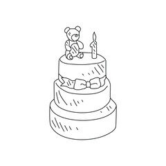 Sketch drawing of birthday cake vector illustration. Birthday party symbol illustration simple Sketch style vector concept. Birthday cake design for promotion and suitable for your asset design.