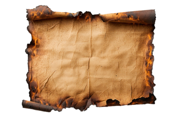Old paper with burnt edges on Transparent background 