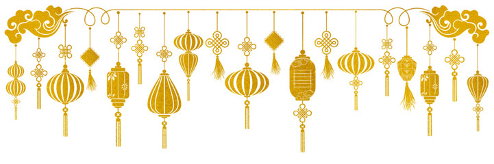 illustration of golden lanterns for Chinese New Year decoration