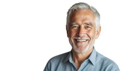 senior adult man smiling isolated on white background