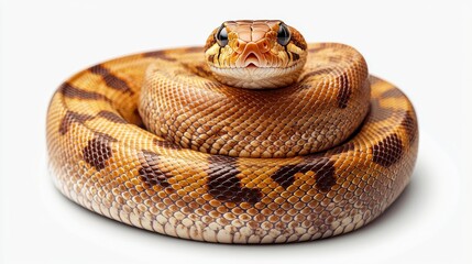 Obraz premium A Stunning Coiled Python Relaxing in Its Natural Environment Surrounded by Lush Flora and Fauna