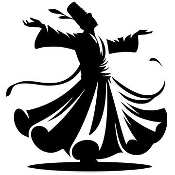 black silhouette whirling dervish clip art preview