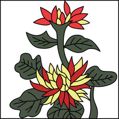 カラー正方形花札　長月　菊　9月　菊のカス