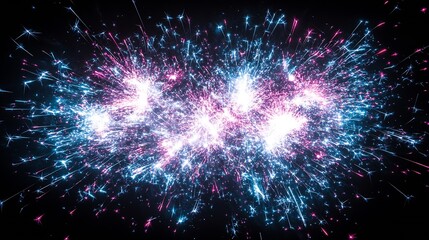 Fototapeta premium Stunning Burst of Pink and Blue Fireworks Creating a Magical Display Against the Night Sky : Generative AI
