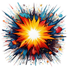 comic book cartoon animation style explosion tnt boom design asset isolated on white transparent background png or jpg file