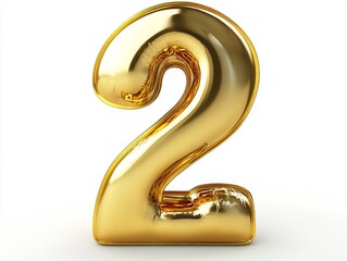 A shiny golden number two, symbolizing value or ranking.