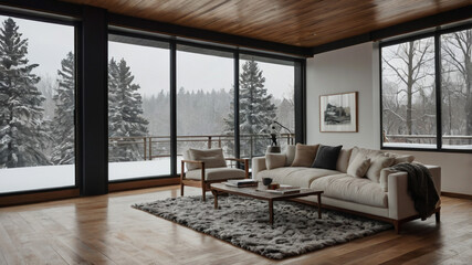 Naklejka premium living room with fireplace