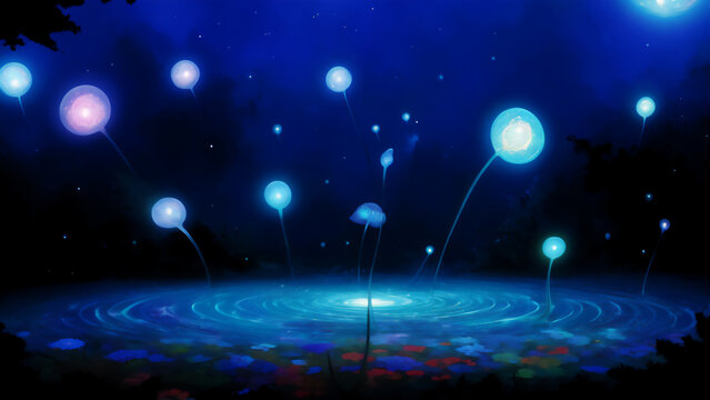 異世界の青い風景　AI画像　ジェネレーティブAI