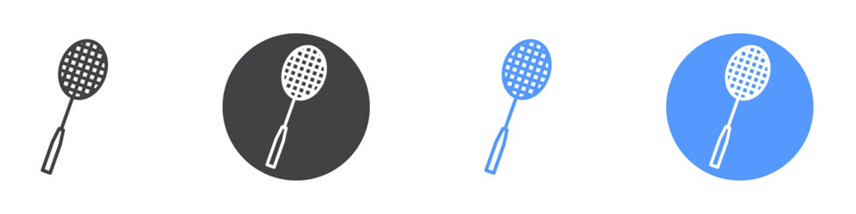 Badminton icon Flat set in black and white color