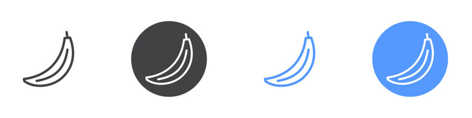 Banana icon Flat set in black and white color