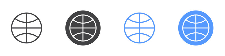 Basket ball icon Flat set in black and white color