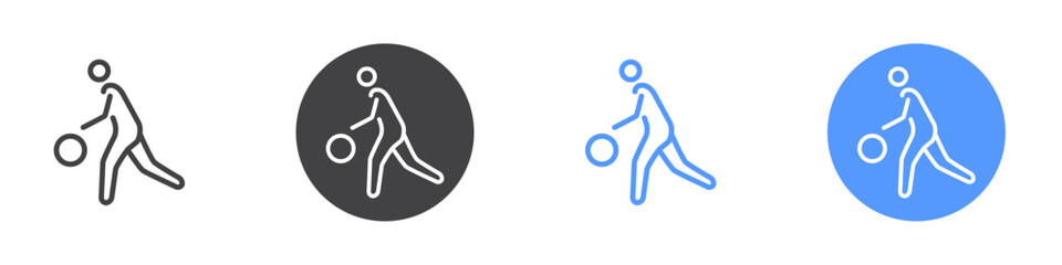 Basketball icon Flat set in black and white color