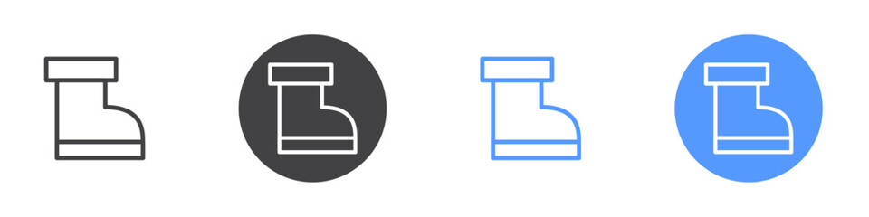 Boots icon Flat set in black and white color