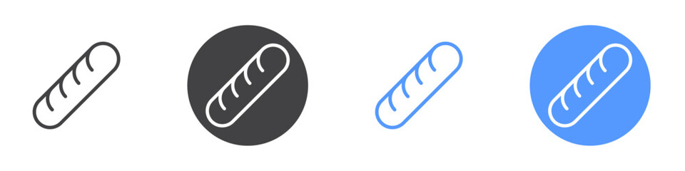 Bread icon Flat set in black and white color