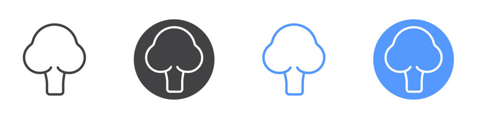 Broccoli icon Flat set in black and white color