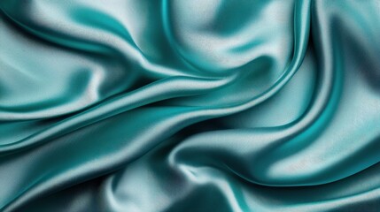 Obraz premium Abstract Teal Satin Fabric Texture Background Draped Soft Material