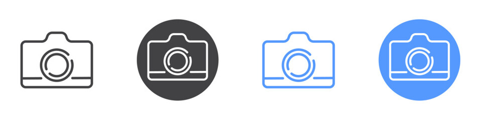 Camera icon Flat set in black and white color
