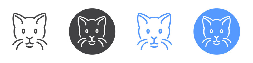 Cat icon Flat set in black and white color