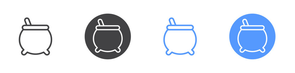 Cauldron icon Flat set in black and white color