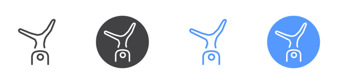 Cartwheeling icon Flat set in black and white color