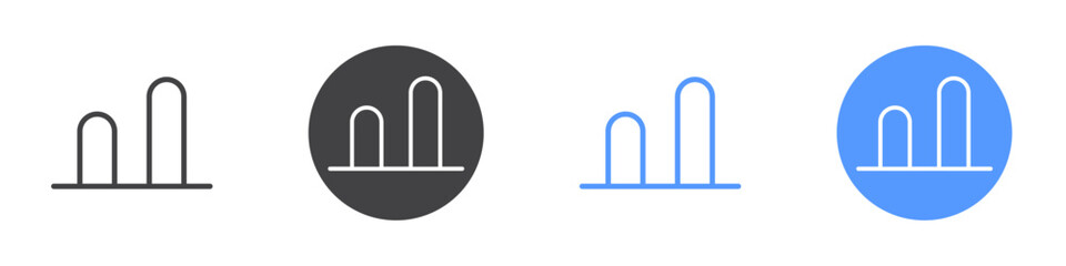 Column up icon Flat set in black and white color
