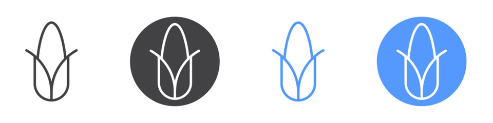 Corn icon Flat set in black and white color