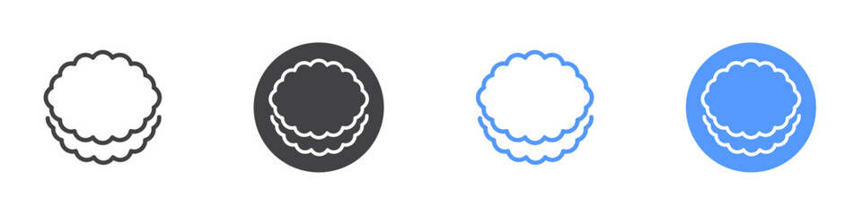 Cookie icon Flat set in black and white color
