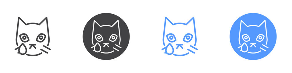 Crying face icon Flat set in black and white color