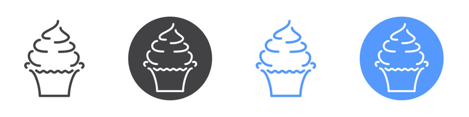 Cupcake icon Flat set in black and white color