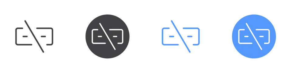 Disable link icon Flat set in black and white color