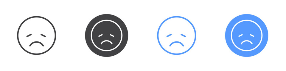 Disapointed icon Flat set in black and white color
