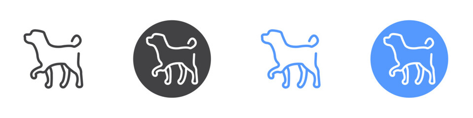 Dog icon Flat set in black and white color