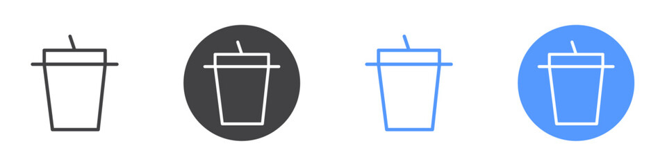 Drink icon Flat set in black and white color
