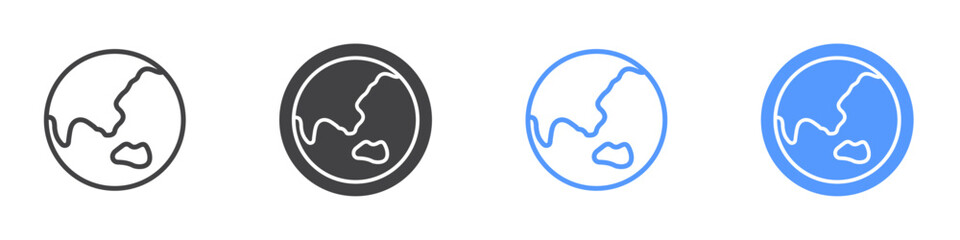Earth icon Flat set in black and white color